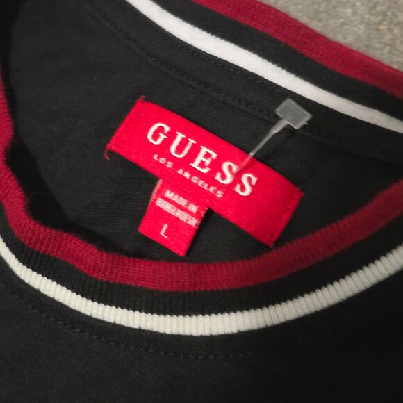 GUESS Los Angeles Black Red Colorblock Ringer Tee - Size Large - Picture 2 of 2